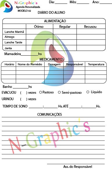 Agenda Escolar Personalizada - Miolo Personalizáveis